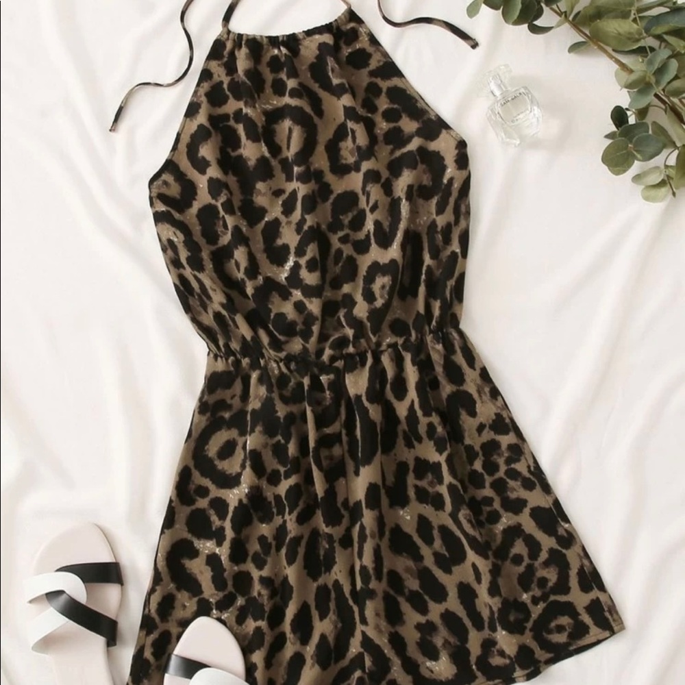 Leopard Halter Romper